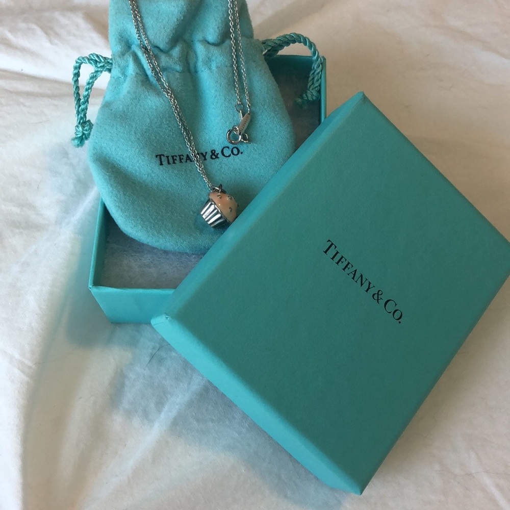 Tiffany & Co Cupcake enamel charm necklace